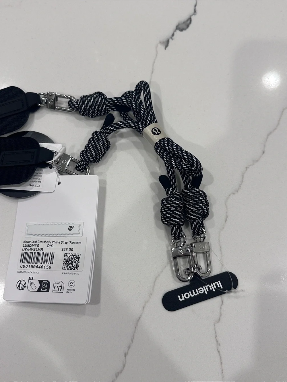 Lululemon Never Lost Crossbody Phone Strap *Paracord* Black NWT